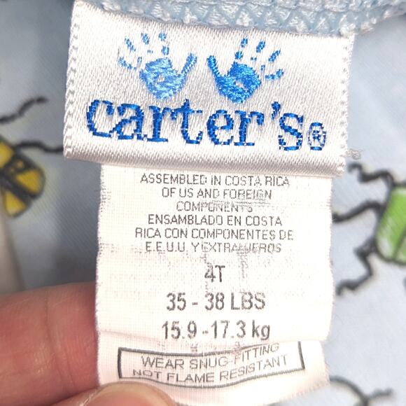 Vtg Carter's Pajamas Boys Sz 3T Blue Bugs Beetles 90s - Picture 5 of 5